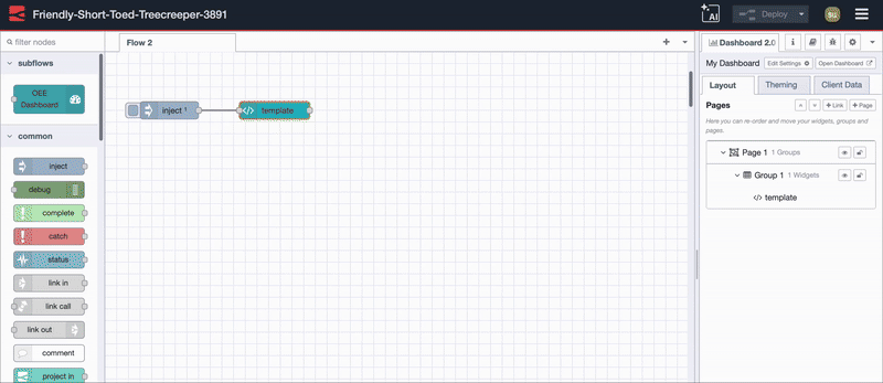 FlowFuse AI Assistant creating custom dashboard components and styling for manufacturing displays